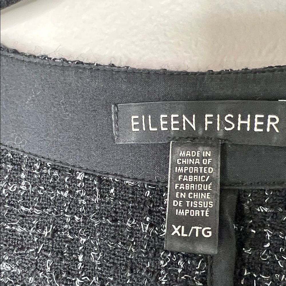 Eileen Fisher Briar Patch Black Wool open front 3/4 sleeve Jacket Blazer size XL - Picture 4 of 13